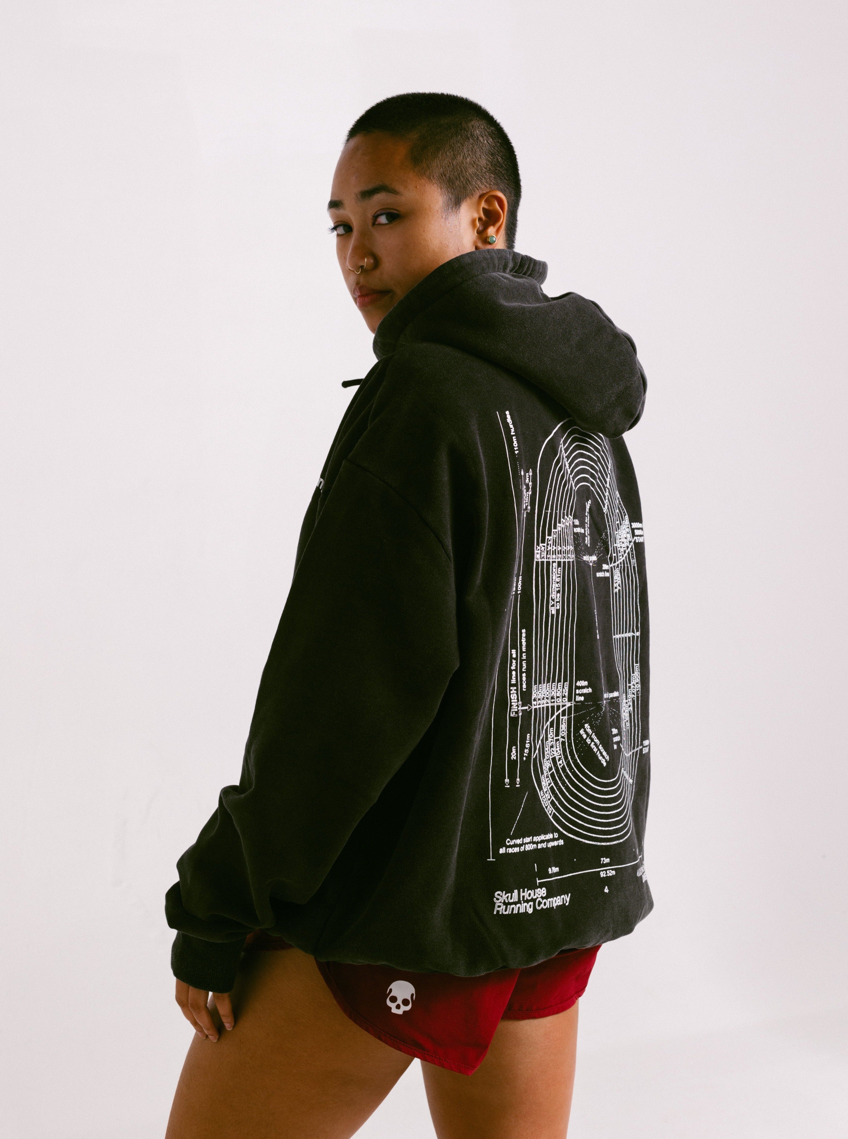 'DIMENSIONS' HOODIE - UNISEX, WASHED BLACK